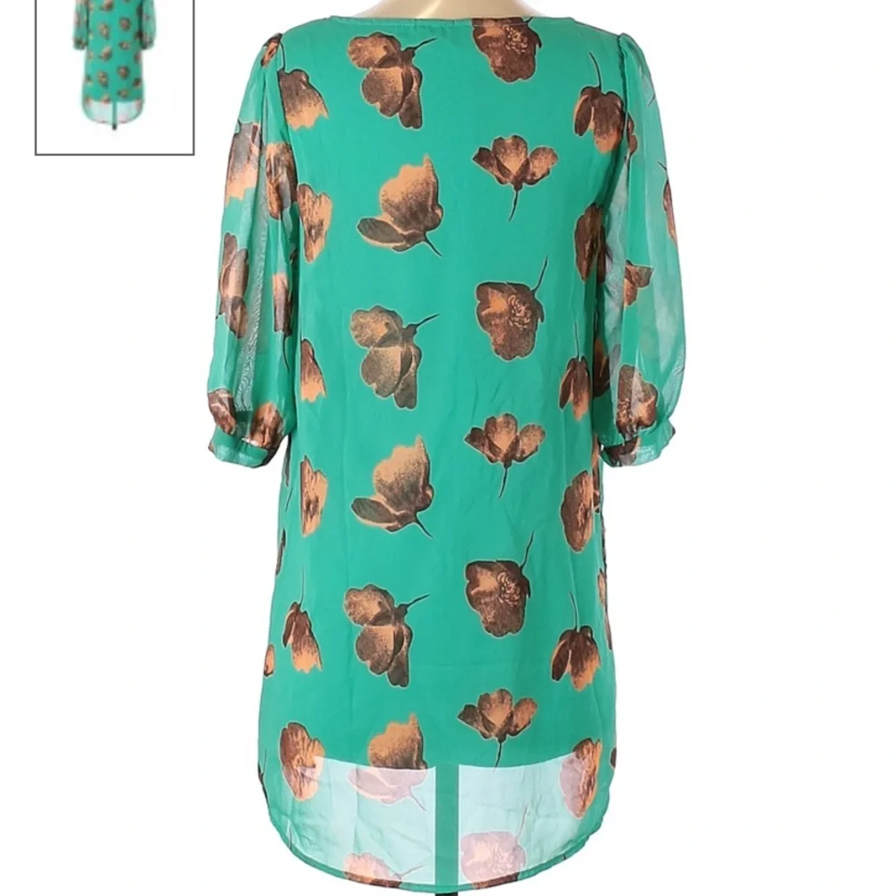 Everly Floral Shift Dress Teal S - Picture 2 of 7